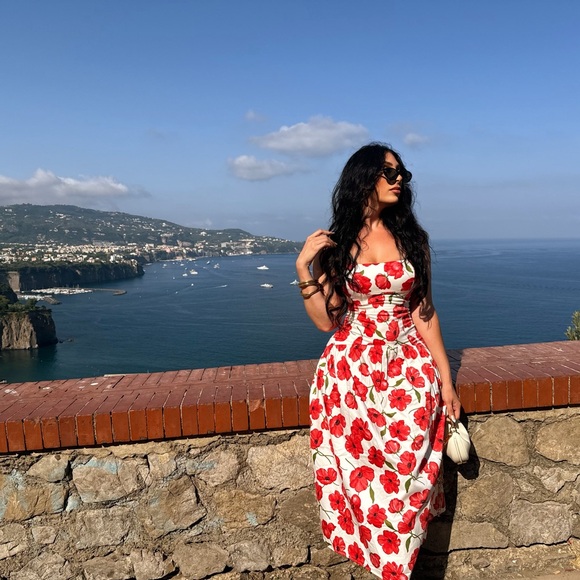 Mango Red and White Floral Maxi Dress - Picture 1 of 1